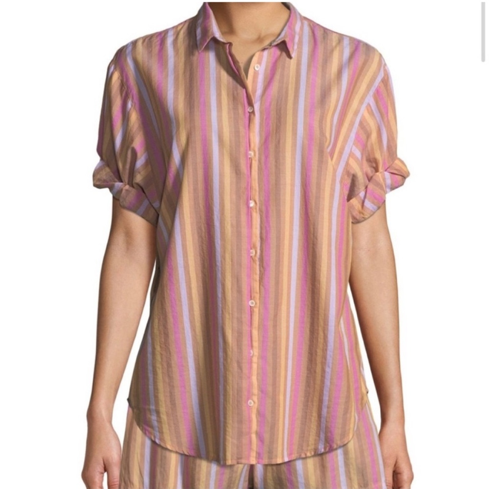 Xirena Oversized Striped Channing Button Down Shirt In Tuleries Size S